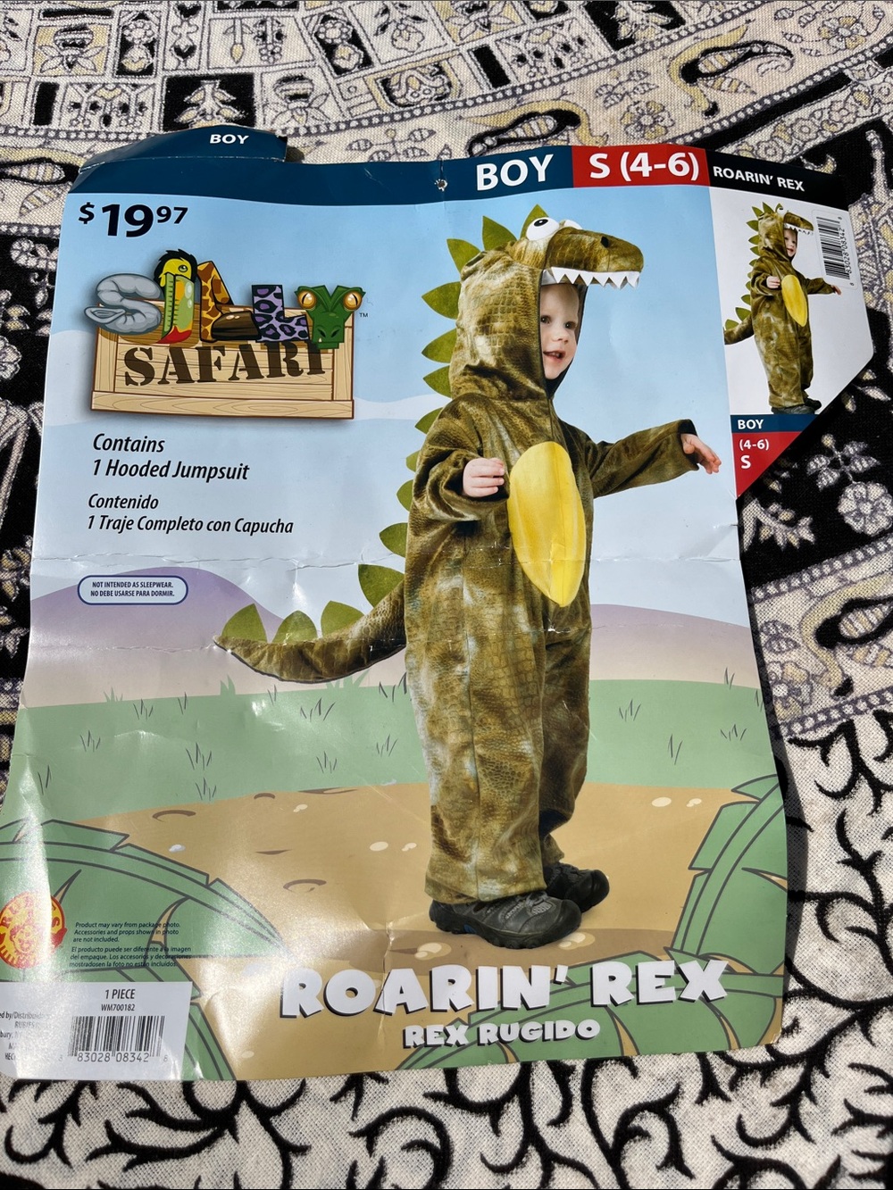 Green Dinosaur Kids Costume with Yellow Belly Hood - Plush One-Piece